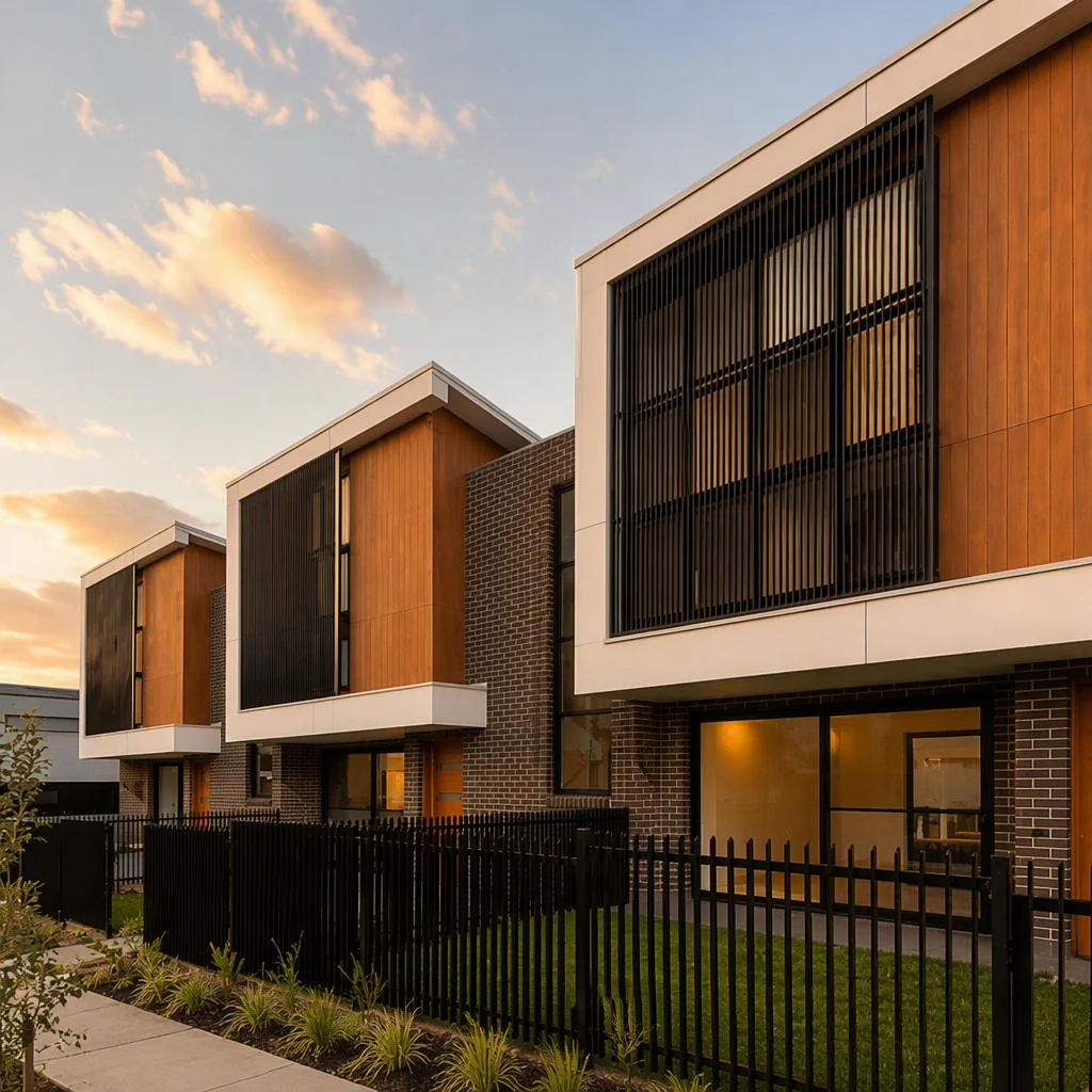 Modern modular student housing building with clean facade and integrated common areas on a university campus